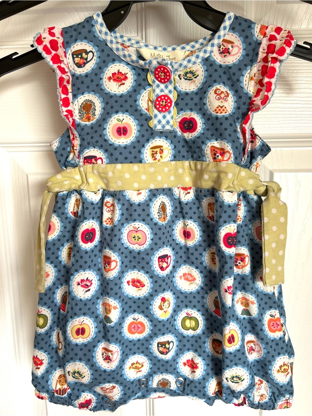 Matilda Jane Blue Polka Dot Romper with Ruffled Sleeves